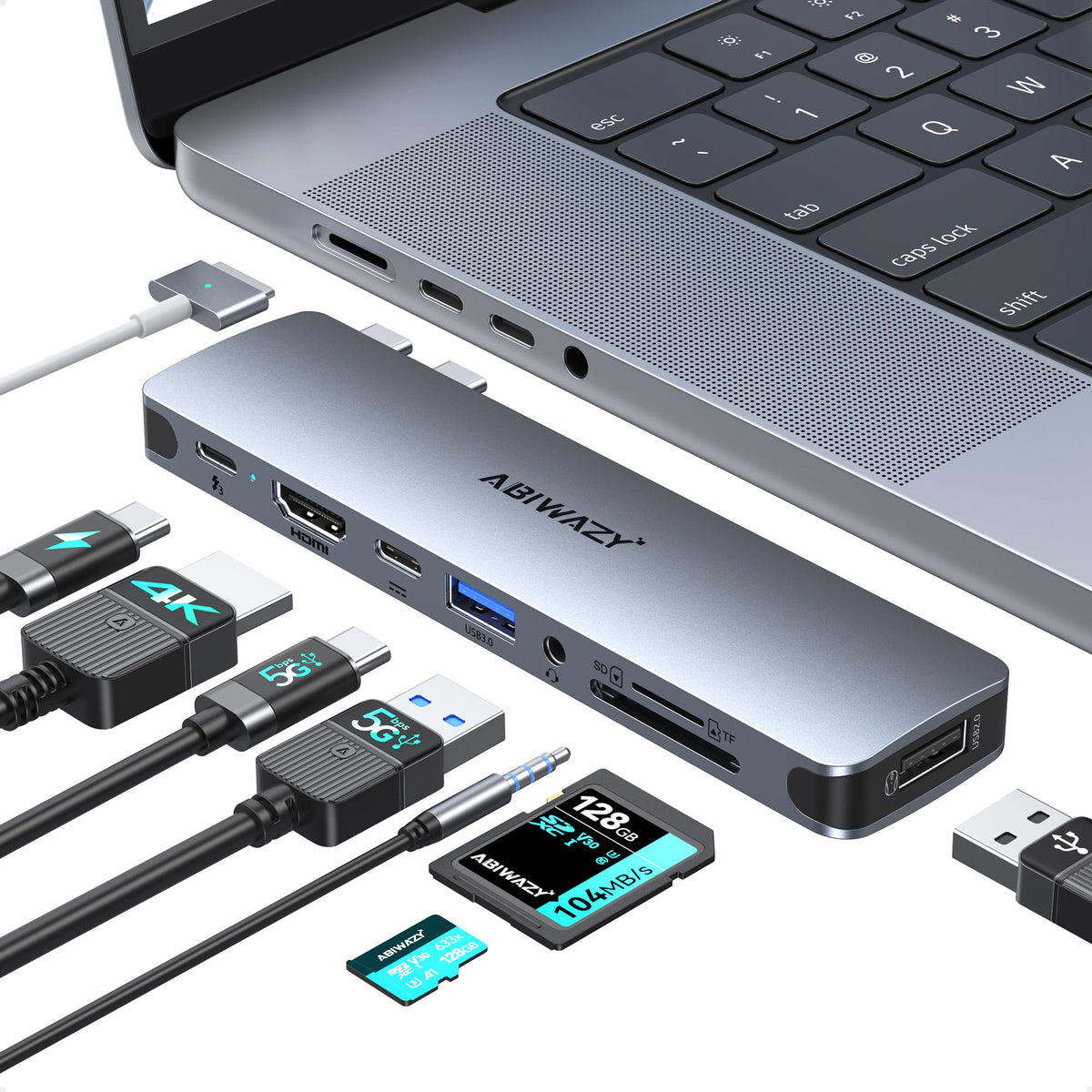 USB C Adapter HDMI USB Multiport Hub, 8 in 2 Accessories MacBook