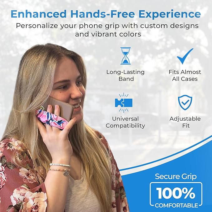 Phone Grip Strap - Reversible Finger Holder for Phone Back, Customizable Anti-Slip Design, Wireless Charging Compatible Detachable Holder for iPhone - Shark Jump
