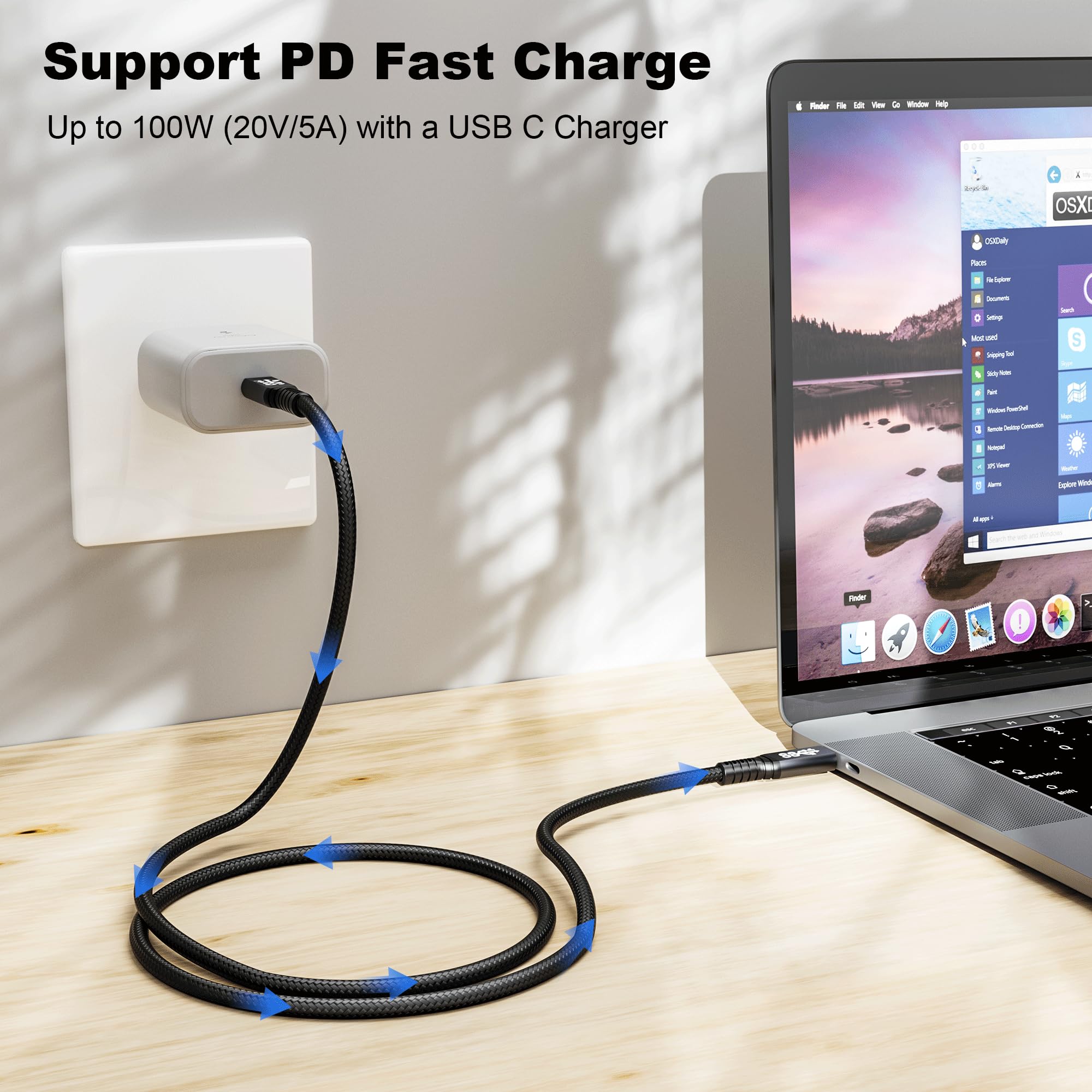 HOTUTUKI usbc to USB c 3.1,USB-c 10gbps Data Transfer Video 4K Monitor Cable 100W High Speed Data Transfer Fast Charging Cord Compatible with Monitor 3.3FT(1m)