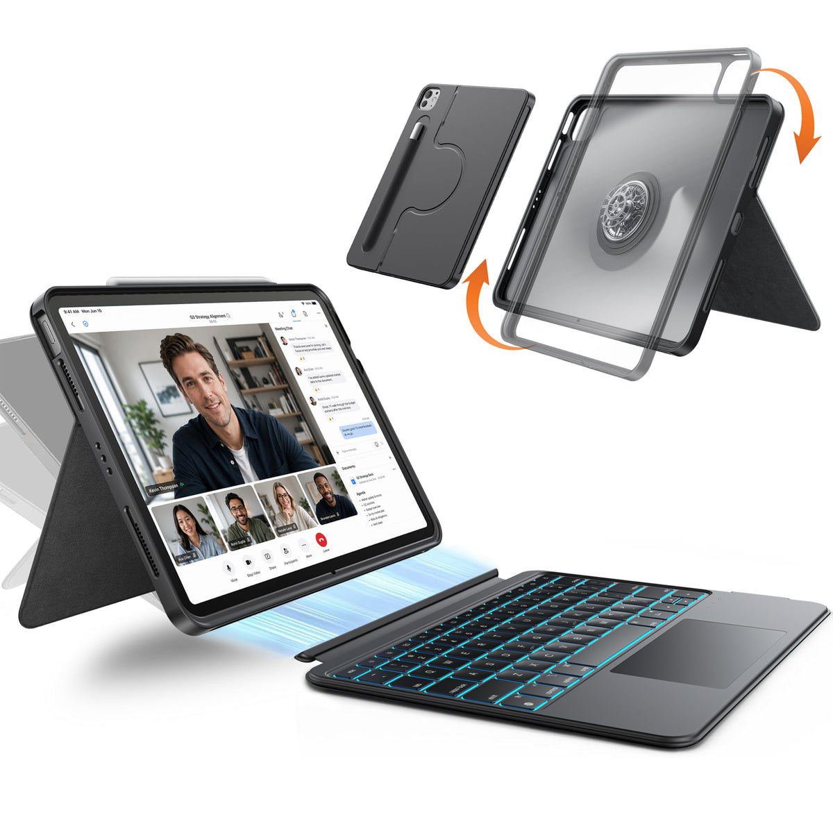 HOU Keyboard Case for iPad Air 11",Air 5/4 gen & iPad Pro 11" 1/2/3/4 gen