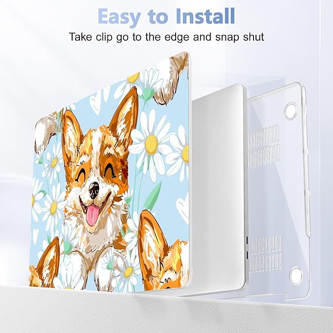 for MacBook Pro 16 inch Case 2019 2020 Release Model A2141, Plastic Hard Shell Cover with Keyboard Cover & Screen Protector for MacBook Pro 16 inch with Touch Bar & Touch ID, Cute Corgi Dog