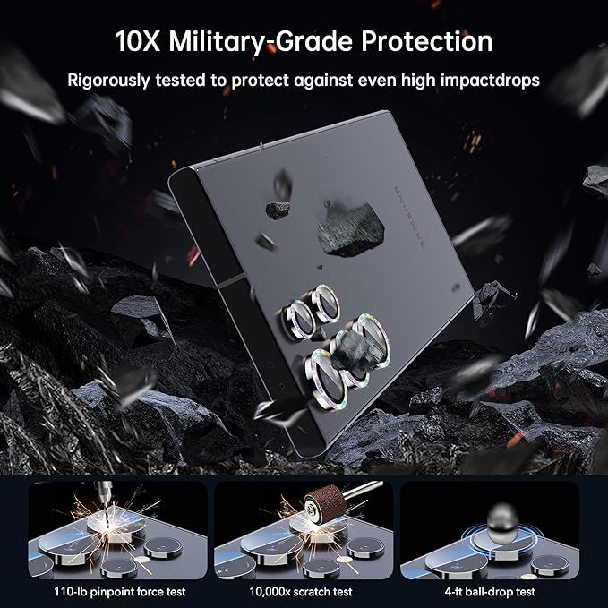 For Samsung Galaxy S25 Ultra Camera Lens Protector, Individual Lens Protector, Ultra HD 9H Tempered Glass Screen Protective Cover, Anti-scratch, Military Grade Drop Protection 2 Set. (Glitter Colorful, S25 Ultra)