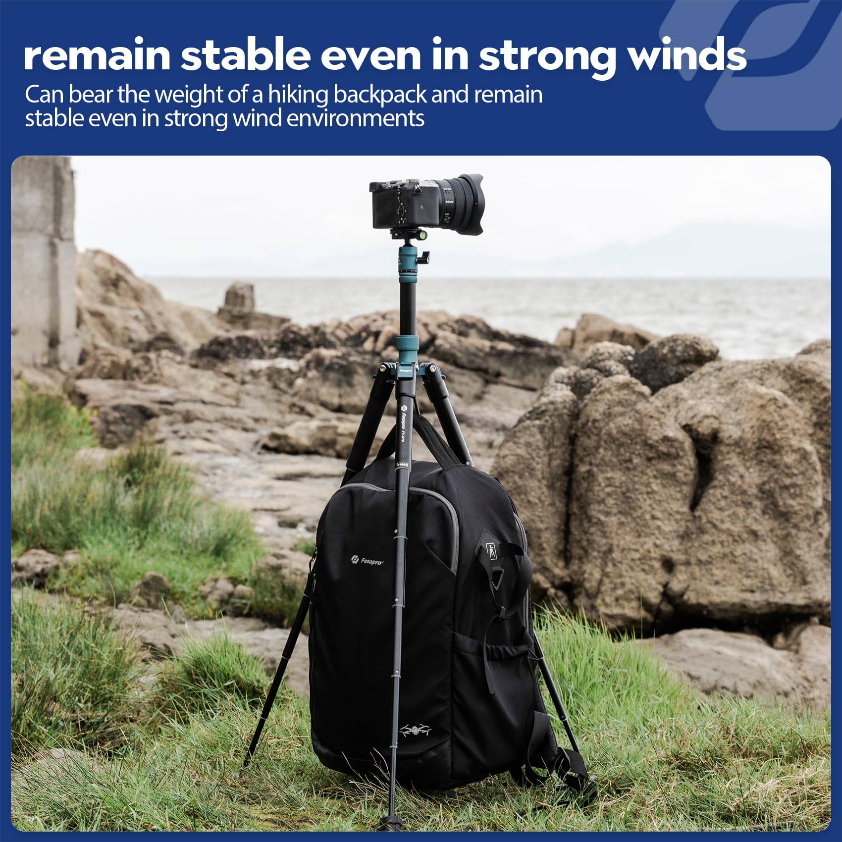 Fotopro Mini Tripod with Ball Head Phone Mount Detachable Selfie Stick Folded only 8.6" Max Load up to 6.6 lbs FY-810 Blue
