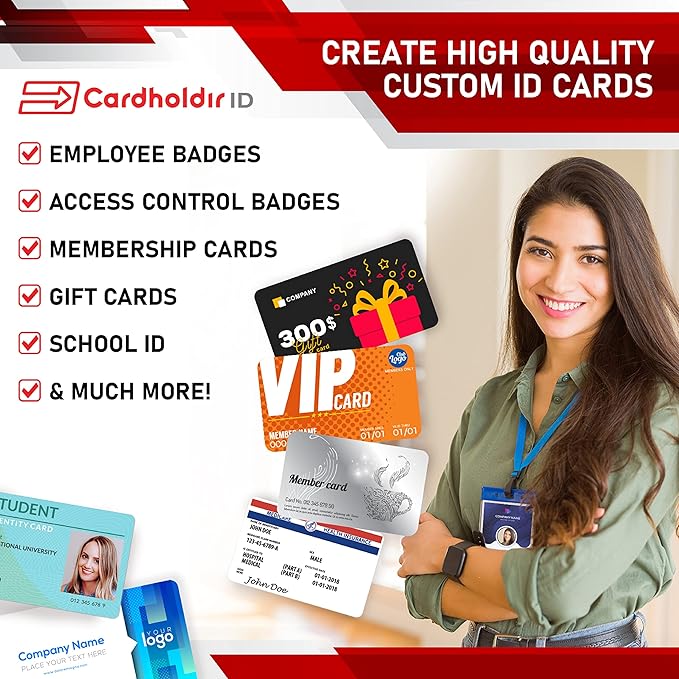 Easy Badges Solid 210 ID Badge Printer | with Beginner Software, & Everything Needed to Design and Print 400 ID Cards, | Single Sided Employee & Student ID Card Printer