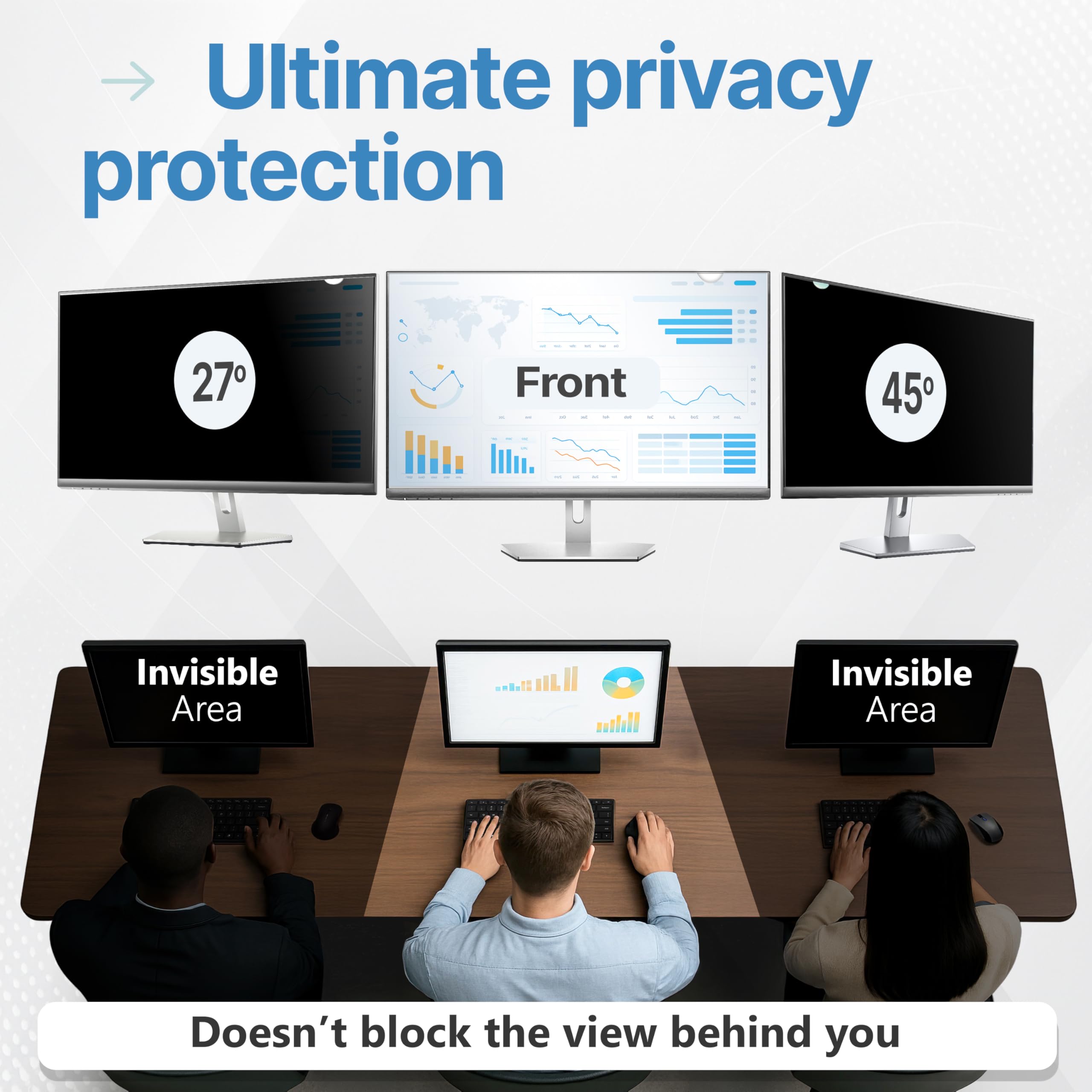 VINTEZ 24 Inch 16:10 Privacy Screen for Computer Monitor and Laptop - Anti Glare Protector Film Blue Light Filter Eye Protection - Computer Screen Privacy Shield, [1 Pack]