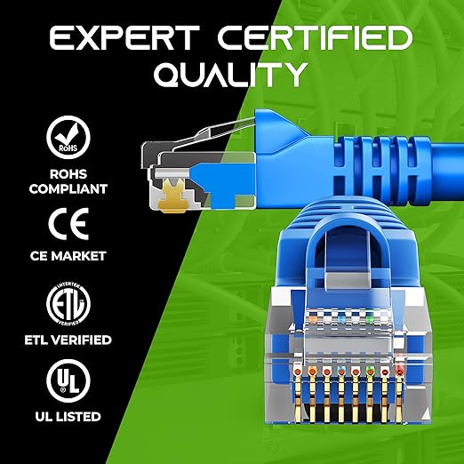 GearIT 24-Pack, Cat5e Ethernet Patch Cable 3 Feet - Snagless RJ45 Computer LAN Network Cord, Blue - Compatible with 24 48 Port Switch POE Rackmount 24port Gigabit