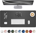 Leather Desk Pad Protector, Mouse Pad, Office Desk Mat, Non-Slip PU Leather Desk Blotter, Laptop Desk Pad, Waterproof Desk Writing Pad for Office and Home (Dark Grey, 31.5" x 15.7")