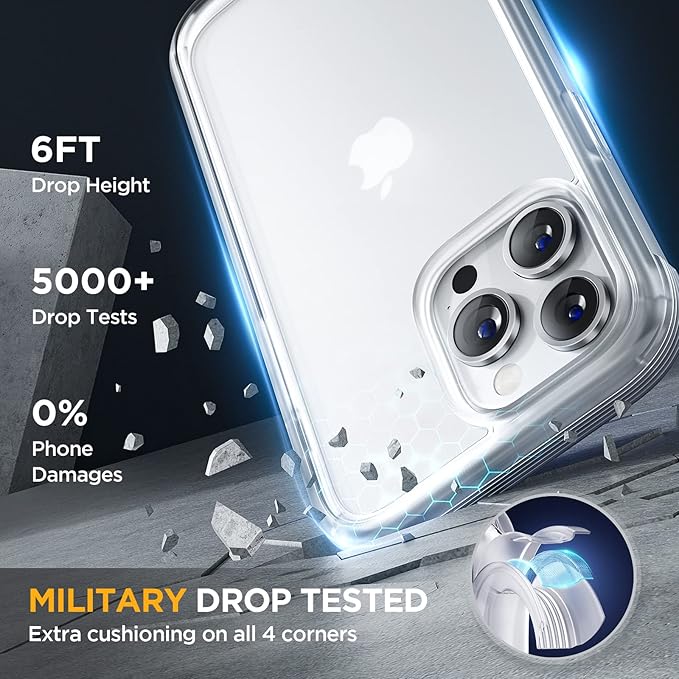 Miracase Glass Series Designed for iPhone 14 Pro Case 6.1 Inch, Upgrade Full-Body Bumper Case with Built-in 9H Tempered Glass Screen Protector, with Camera Lens Protector, Matte Clear