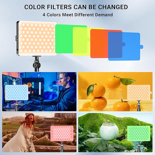 2-Pack LED Video Light with Stand, Home Studio Back Lights, Photo Lights with Color Filters for Close Photography Lighting YouTube Video Recording, Desk Game Steaming