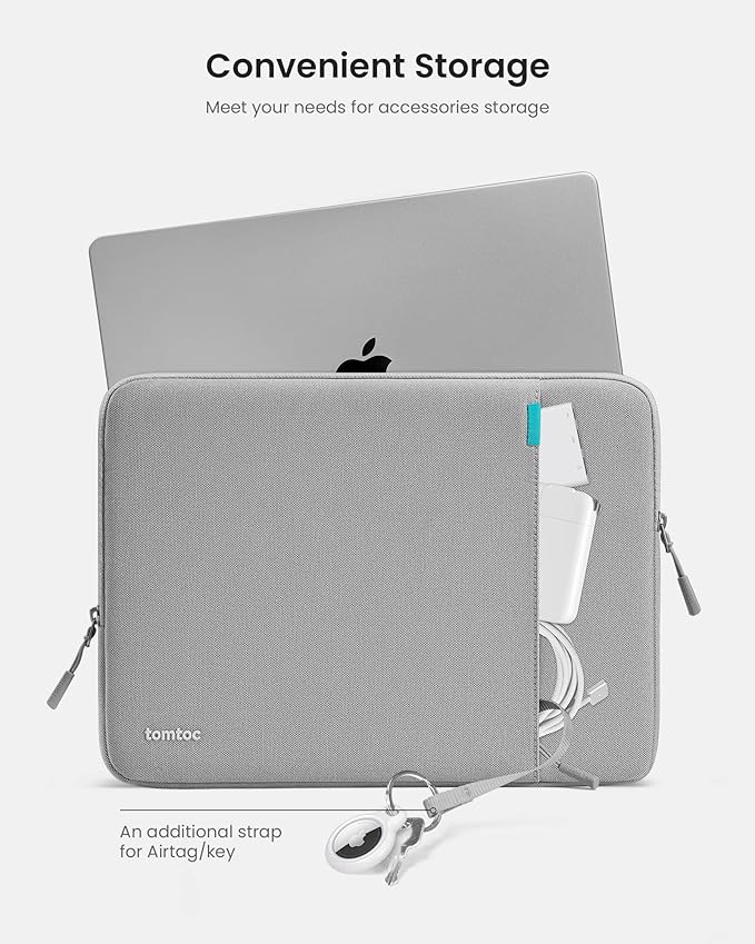 tomtoc 360 Protective Laptop Sleeve for 14-inch MacBook Pro M4/M3/M2/M1 Pro/Max A3112 A3401 A3185 A2992 A2918 A2779 2024-2021, Water-Resistant Case Bag with Accessory Pocket for 13.8 Surface Laptop 7