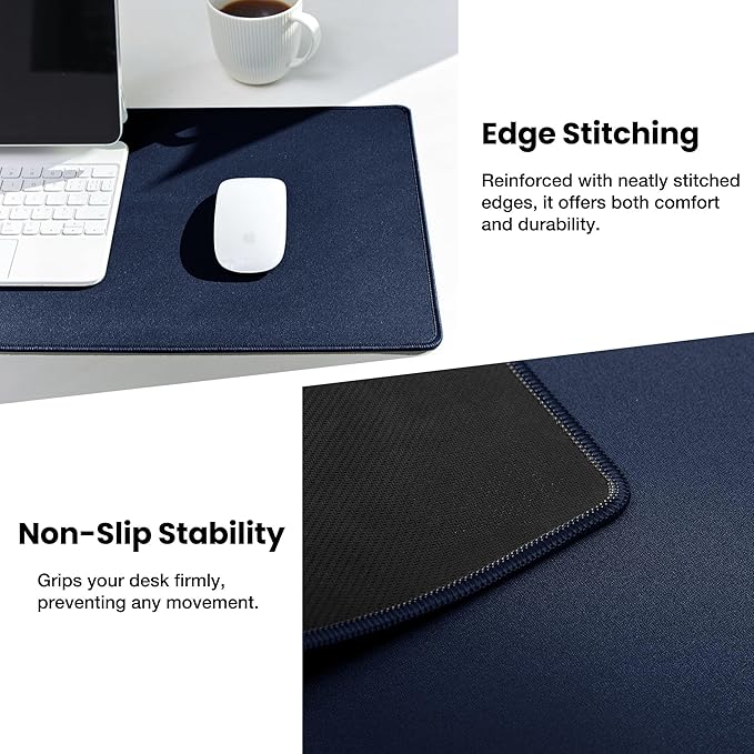 ALOANES Waterproof Mouse Pad with Durable Stitched Edge, XL Gaming Keyboard Pad, Non-Slip Rubber Base Mouse Mat, Extended Desk pad for Gamer, Office & Home, Dark Blue Mousepad 31.5''x 11.8''x 0.12''