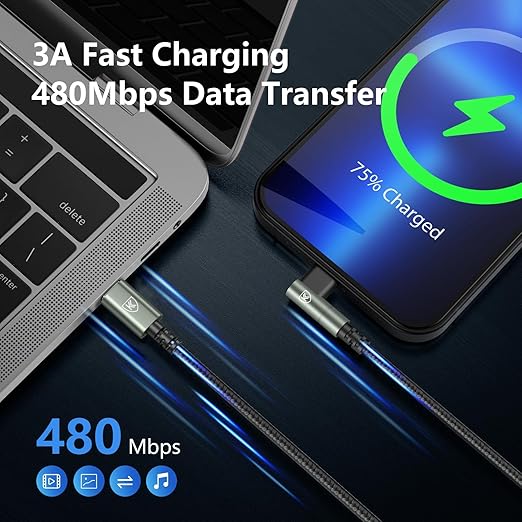 USB C to Lightning Cable 90 Degree 6FT iPhone Charger Cables [Apple MFi Certified] 3Pack Fast Charging Cord, Nylon Braided USB C Lightning Cable Compatible with iPhone 14/13/12/11/Pro Max/Plus/8/7