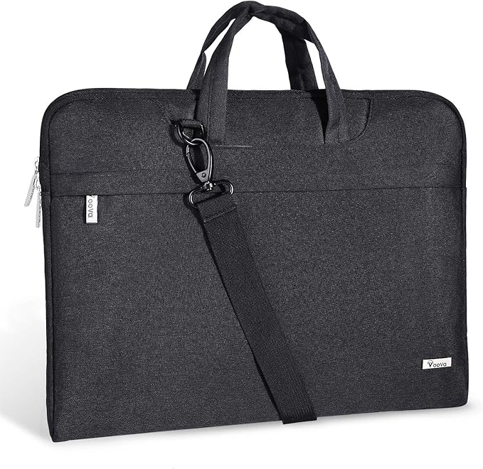 Voova Laptop Bag 17 17.3 Inch Waterproof Laptop Sleeve Case with Shoulder Straps & Handle, Computer Case Cover Slim Briefcase Compatible with 17-18” Hp Dell Asus Acer, Black