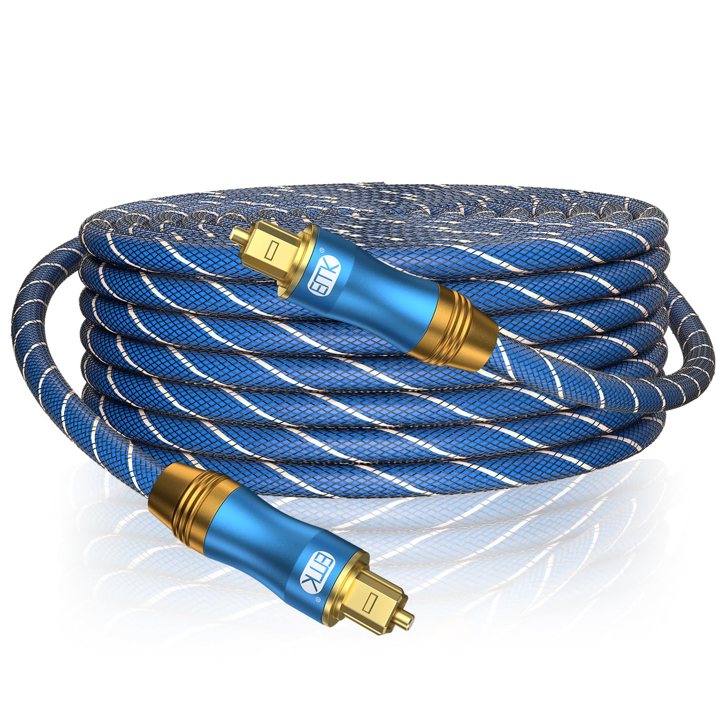 EMK Digital Optical Audio Cable 49Feet/15M Fiber Optical Toslink Cable SPDIF Audio Cable Male to Male Cord for Home Theater, Sound Bar, TV, PS4, Xbox, PlayStation & More