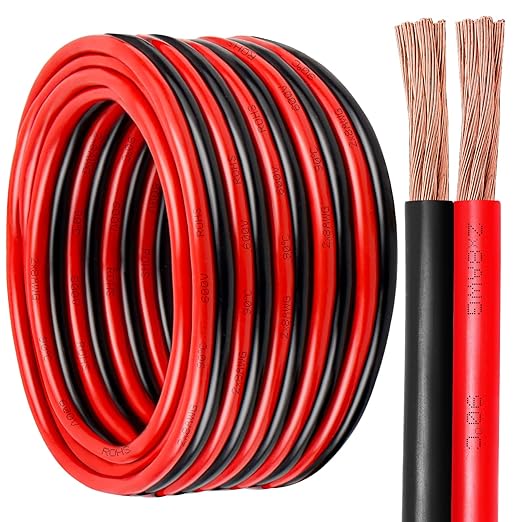 8 Gauge Wire 2 Conductors Copper Wire, 8 AWG Battery Cable Oxygen Free Copper Wire for Solar Panel, Automotive, Trailer, RV and Speaker (8 Gauge 30FT)