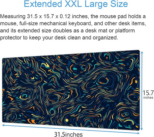 Abstract Swirl Desk Mat, XXL Large Gaming Mouse Pad