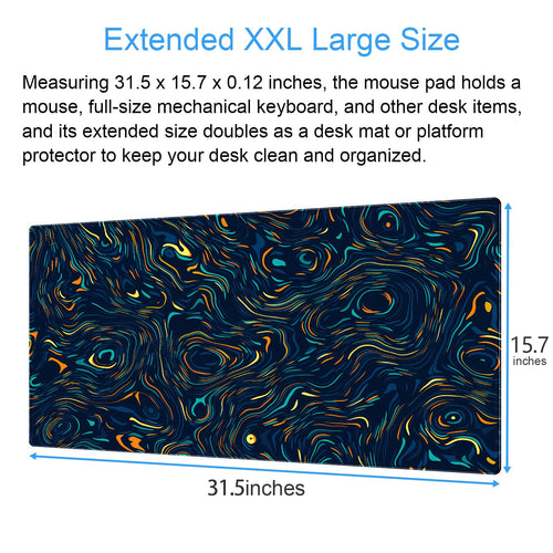 Abstract Swirl Desk Mat, XXL Large Gaming Mouse Pad