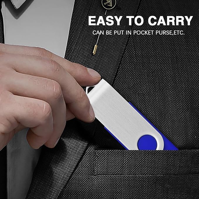 8GB USB Bulk Flash Drives 100 Pack, EASTBULL USB 2.0 Flash Drive Bulk Thumb Drive Pack Memory Stick Swivel Pen Drives (Blue)