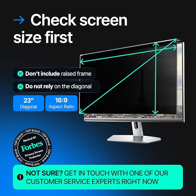 Acrylic 23 Inch Computer Privacy Screen Filter for Widescreen Computer Monitors - 20.6" x 12" (524 x 306mm) - Monitor Frame Hanging Type