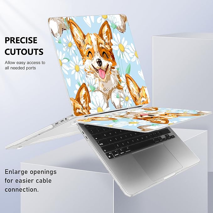 for MacBook Pro 16 inch Case 2019 2020 Release Model A2141, Plastic Hard Shell Cover with Keyboard Cover & Screen Protector for MacBook Pro 16 inch with Touch Bar & Touch ID, Cute Corgi Dog