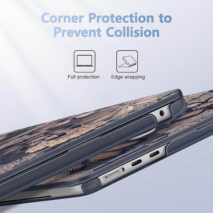 Case for MacBook Air 15 Inch 2025 2024 2023 Release M4 A3241 M3 A3114 M2 A2941, Hard Shell with Screen Protector & Keyboard Cover, Compatible with Touch ID - Spring Floral