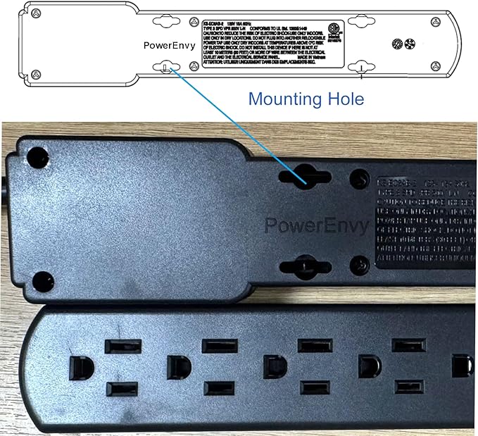 6-Outlet Surge Protector 2pk – 250 Joules, 2ft Cord, 15A/125V, 1875W Max – Right Angle Plug, Black – Home, Office, & Electronics Protection