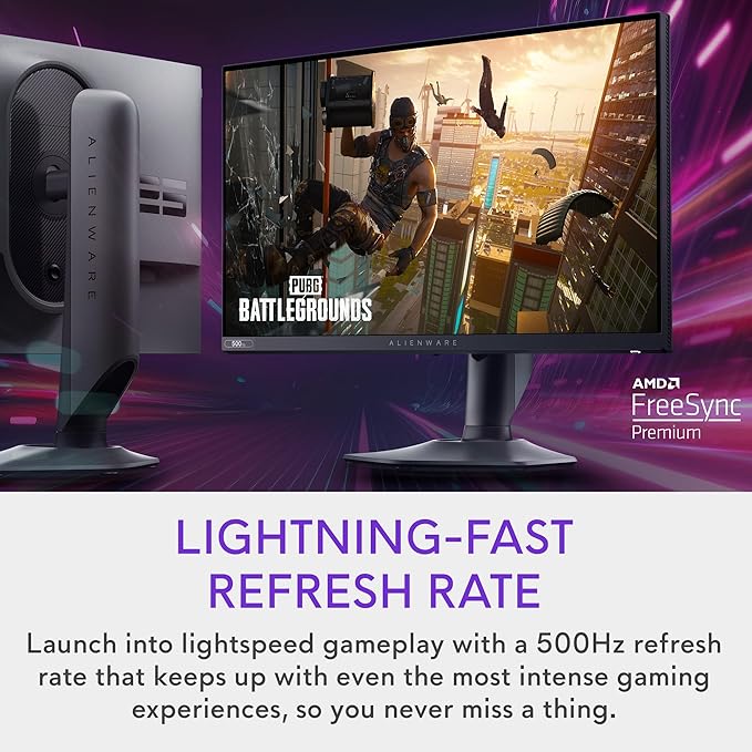 Alienware AW2524HF Gaming Monitor - 24.5-inch (1920x1080) 500Hz (Overclock) 0.5ms Display, Height/Tilt/Swivel/Pivot Adjustability, 3yr Advanced Exchange-Black