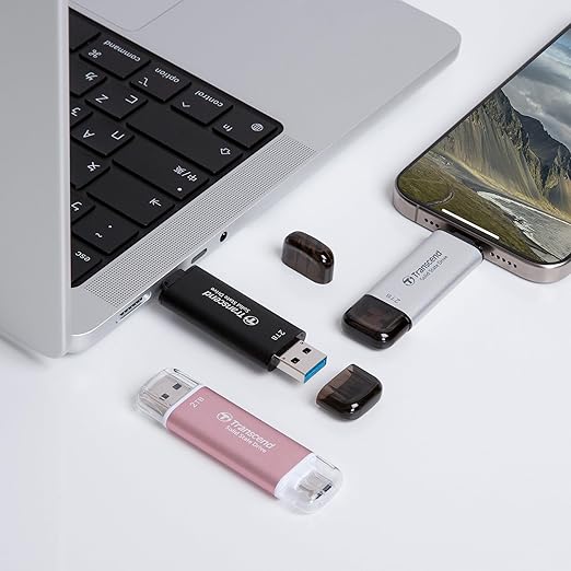 Transcend 512GB External SSD, Up to 1,050MB/s, Dual USB Flash Drive for iPhone&iPad&Mac, Windows&Android, Tablet&PC, Smart TV, USB 3.2 Gen 2 Thumb Drive Photo Stick, 2-in-1 Type C &Type A Memory Stick