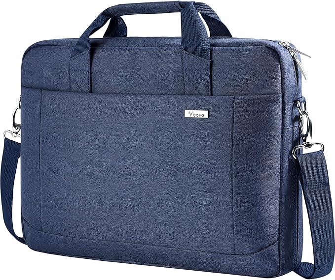 Voova Laptop Bag Case 17 17.3 Inch Computer Sleeve Messenger Bag with Shoulder Strap Expandable Waterproof Large Capacity Business Briefcase for Work Travel Fit 17-18” Laptop, Men Women, Blue
