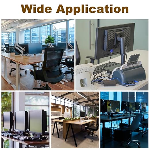 uxcell 5 Pcs 50mm (1.97 Inch) Desk Grommet, Plastic Cable Hole Cover, Wire Cord Cable Organizer for Home Office Computer Desk Cabinet, Brown