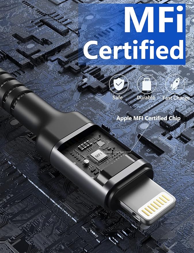 iPhone Charger Cable 2Pack 6FT, Nylon Braided Lightning Cable, [Apple MFi Certified] Fast Charging iPhone Charger Cord Compatible with iPhone 14 13 12 11 Pro Max XR XS X 8 7 6 Plus iPad and More