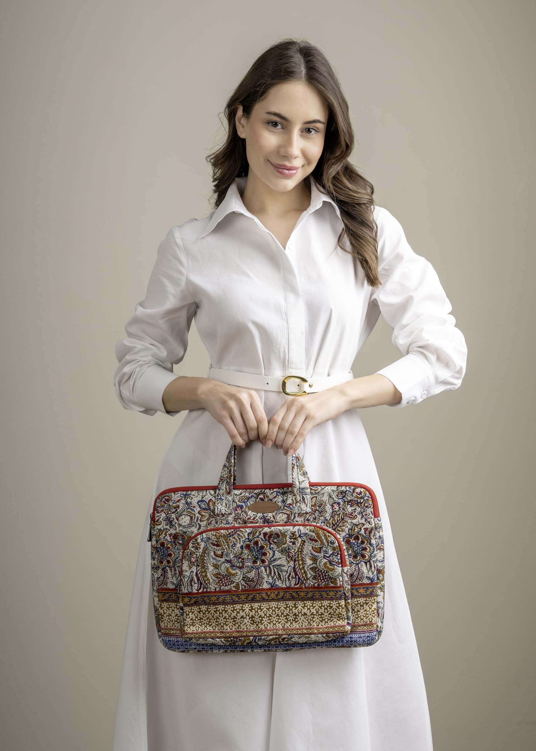 Maison d'Hermine Laptop Bag with Pocket upto 13.5 inch Stain and water repellent Cotton canvas Valentines Day Gifts - Jaipur