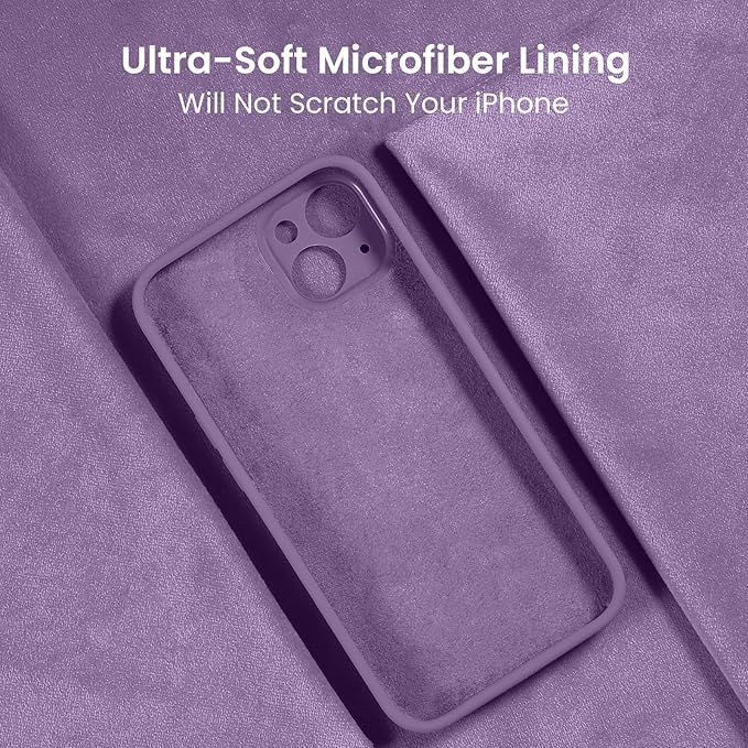FireNova Designed for iPhone 15 Plus Case, Silicone [Camera Protection] Case with [2 Screen Protectors], Soft Anti-Scratch Microfiber Lining Inside, 6.7 inch, Light Purple