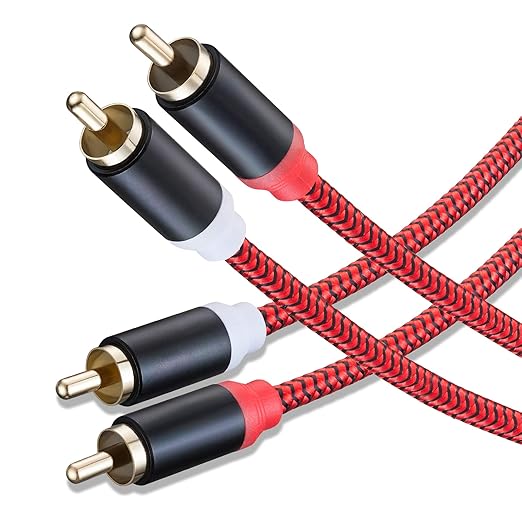RCA Cable 25Ft,2Rca Male to 2-Rca Male Audio Stereo Subwoofer Cable [Hi-Fi Sound] Nylon-Braided Auxiliary Audio Cord for Home Theater, HDTV, Amplifiers, Hi-Fi Systems,Speakers and etc(25Ft/8M)