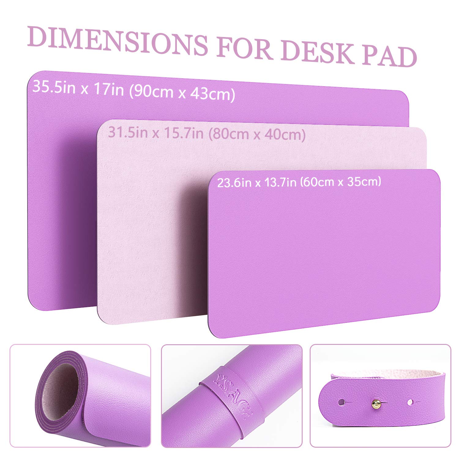 YSAGi Non-Slip Leather Desk Pad, Waterproof Laptop Computer Desk Keyboard Mat, Table Protector Blotter Mat, Large Mouse Pad for Office/Work/Home/Decor(Purple, 23.6" x 13.7")
