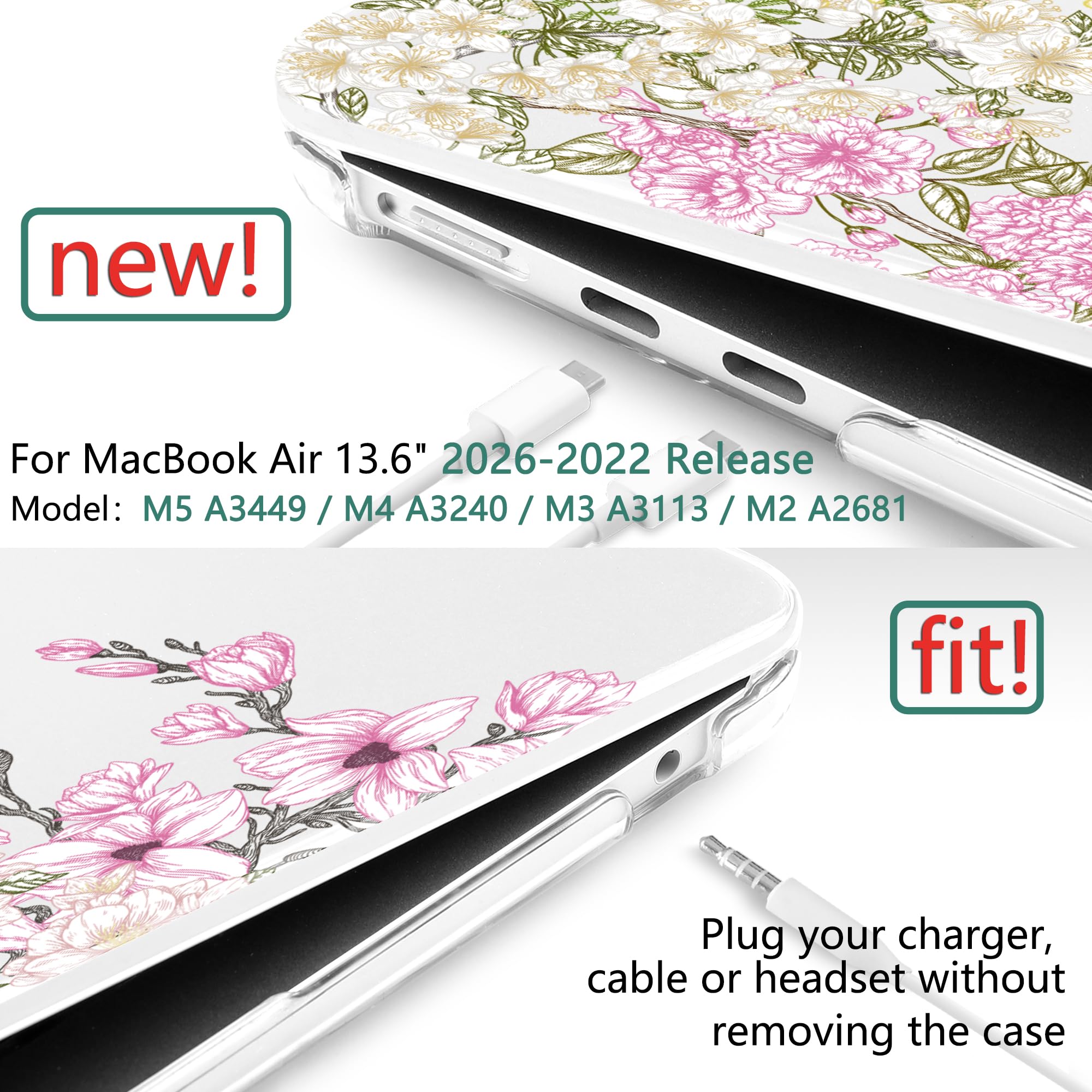 TWOLSKOO Compatible with MacBook Air 13 inch Case M5 2026 M4 2025 M3 M2 2024-2022 A3449 A3240 A3113 A2681, Plastic Hard Shell & Keyboard Cover for MacBook Air 13.6 inch Case, Mobilnoe