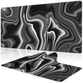 Black and White Marble Desk Mat,Large Marble Ink Texture Gaming Keyboard Mouse Pad,Non-Slip Rubber Base Desk Pad Thick Stitched Edges Waterproof Mousepad Mouse Mat 31.5"x11.8"