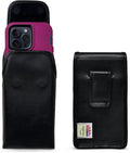 Turtleback Belt Holder for iPhone 16 Pro Max, 15 Pro Max, 14 Pro Max -Large- Fits w/Defender Bulky Style Cases, Premium Black Leather Vertical Holster, Magnetic Closure Leather Wrapped Clip