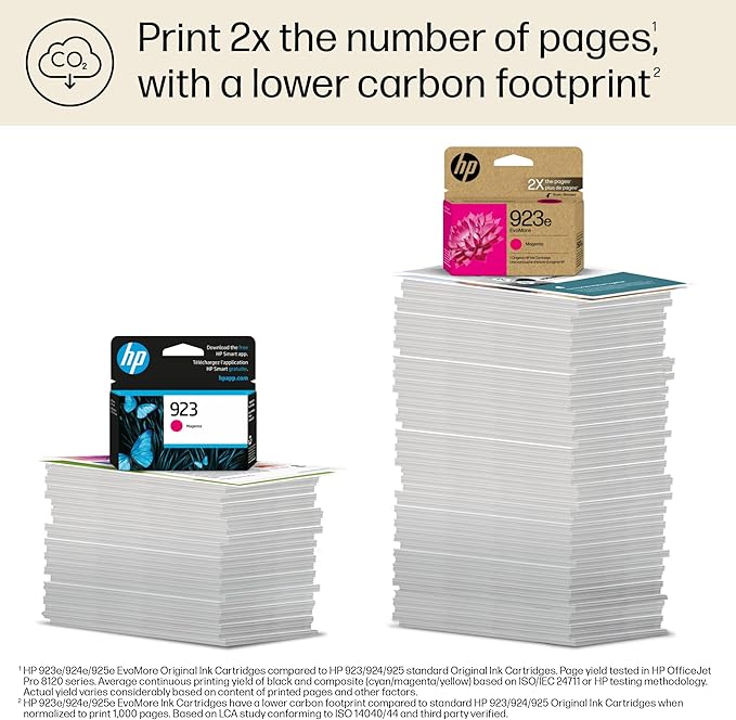 HP 923e EvoMore High Yield Magenta Ink Cartridge | Works OfficeJet 8120 Series, OfficeJet Pro 8130 Series | Carbon Neutral | 4K0T5LN