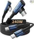 USB C Cable [2Pack, 6.6ft] 240W Fast Charging Type C Cord, Nylon Braided USB 2.0 Cable for iPhone 16 15 Pro Max, iPad Pro, Samsung Galaxy S24 S23, Switch, MacBook Pro, Pixel