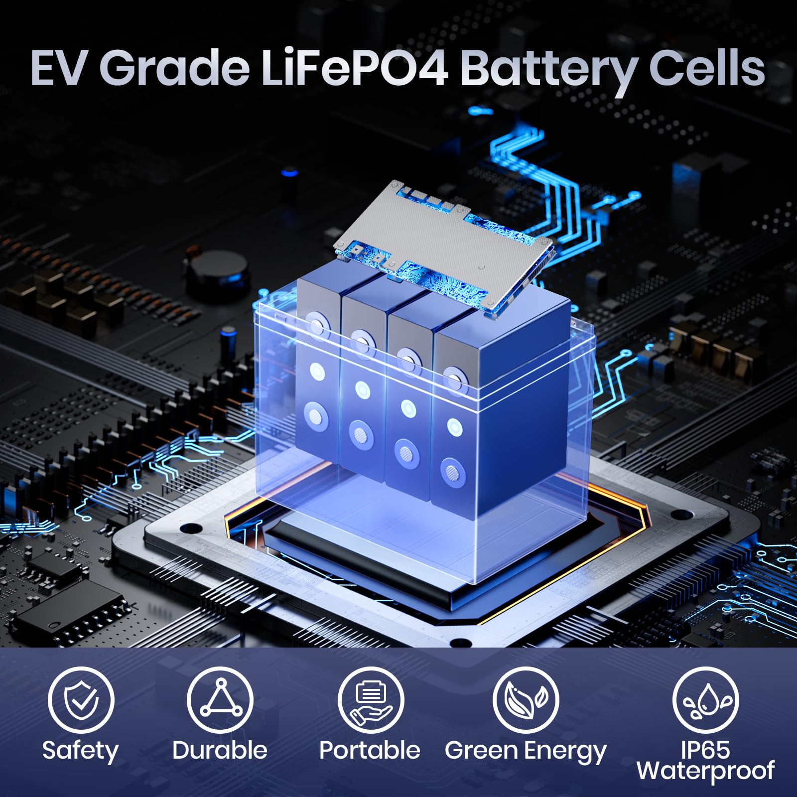 Timeusb 12V 100Ah LiFePO4 Lithium Battery Built-in 100A BMS. Automotive-Grade Cells, Group 24 Deep Cycle Lithium Batteries for RVs, Trolling Motors, Camper, Travel Trailers (3-Pack)