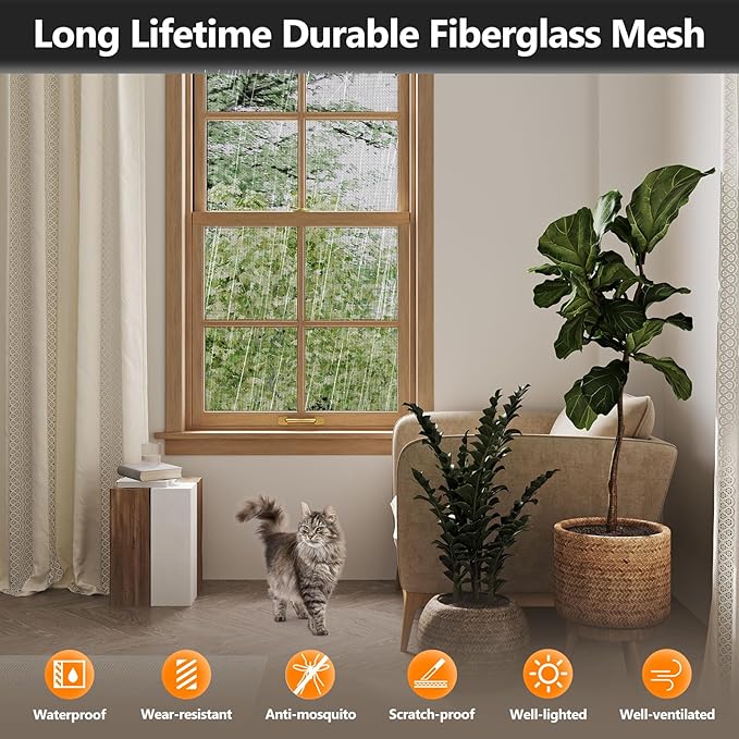Window Screens Replacement Repair Kit, Black Screen Door Mesh Replacement Kit, Durable Fiberglass Mesh Roll with Tools for Windows Doors Patio and Porch, 48in x 118in