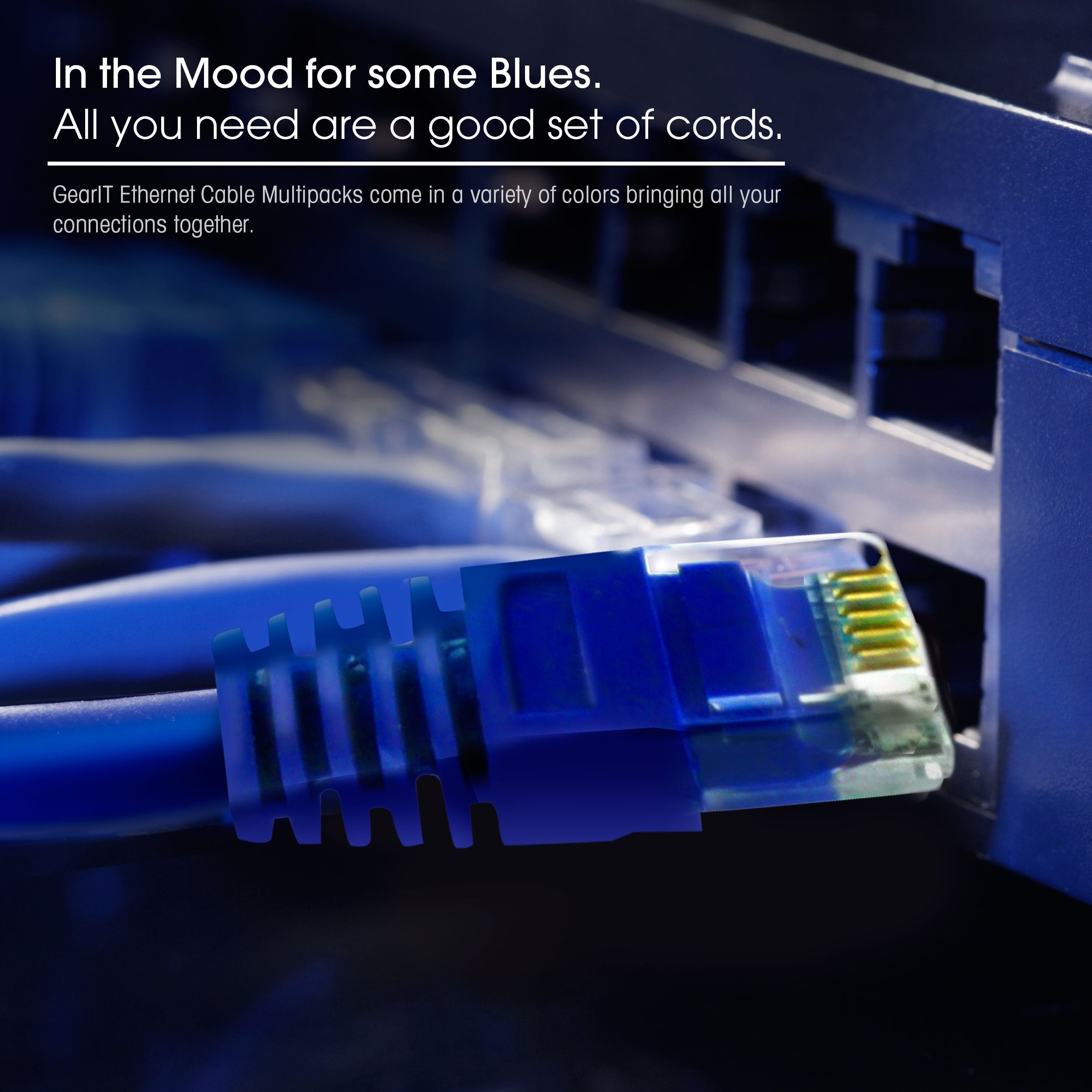 GearIT 24-Pack, Cat5e Ethernet Patch Cable 5 Feet - Snagless RJ45 Computer LAN Network Cord, Blue - Compatible with 24 48 Port Switch POE Rackmount 24port Gigabit