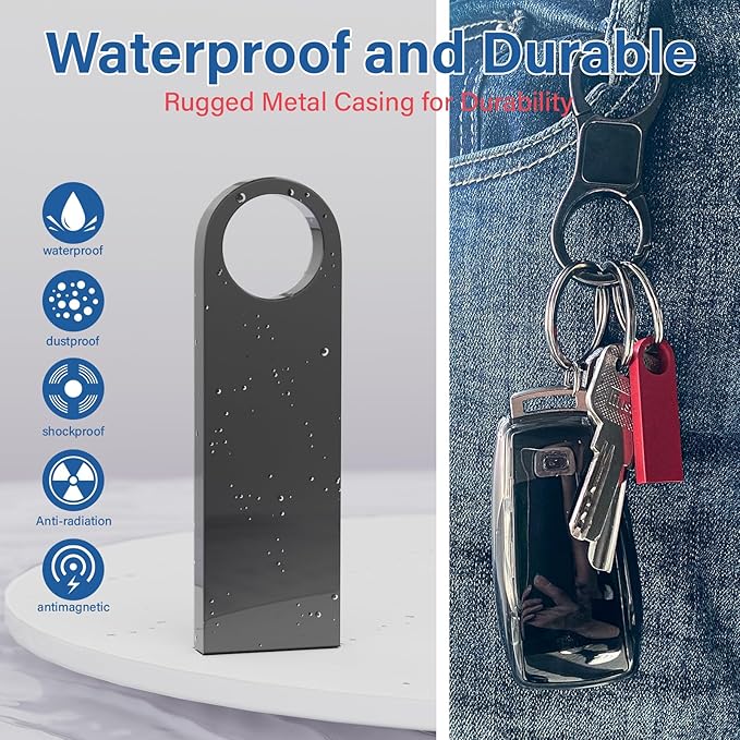 4GB USB Flash Drive 2 Pack with Keychains, Wooolken Sleek Metal USB 2.0 Thumb Drives Memory Stick for PC Laptop Computer
