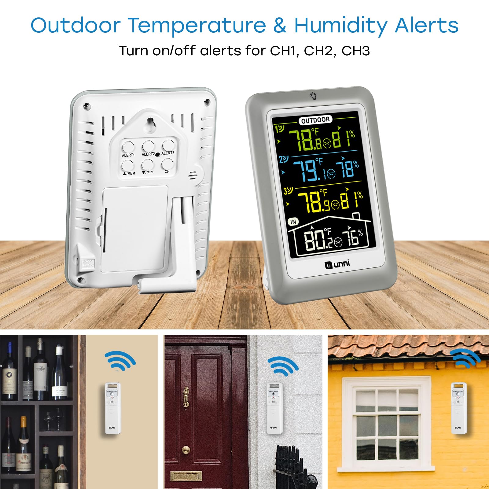 Indoor Outdoor Thermometer Wireless 4.5 Inch Display Digital Hygrometer