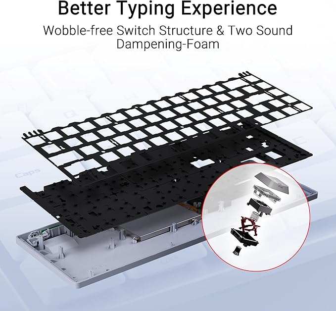 ASUS ROG Falchion RX Low Profile 65% Wireless Gaming Keyboard with ROG RX Blue Low-Profile switches, tri-Mode Connection, Protective Cover, Silicone dampening Foam, Touch Panel, and MacOS Support.