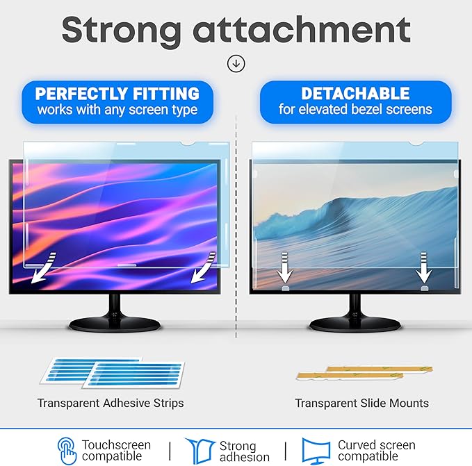 23.6 inch Blue Light Blocking Screen Protector Panel for 16:9 Widescreen Computer Monitor and Laptop - PC Anti-UV Eye Protection Filter Film - Anti-Scratch Diagonal Frame Shield [1 Pack]