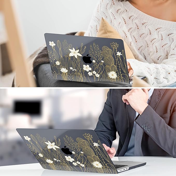TWOLSKOO Compatible with M4 MacBook Air 15 inch Case 2025-2023 Released Model M4 A3241 M3 A3114 M2 A2941, Plastic Hard Shell & Screen Protector & Keyboard Cover & Trackpad Film, Cute Cactus