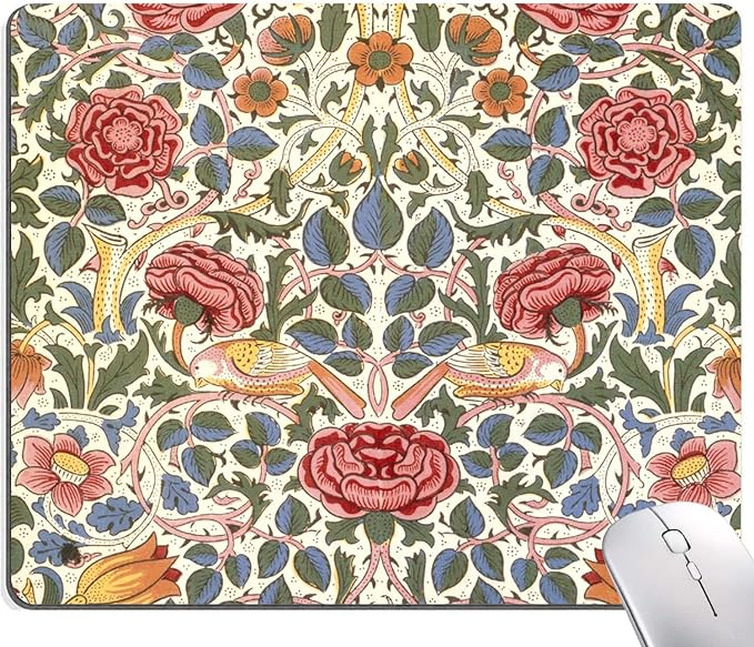 Mouse Pad, Floral Mouse Pad, Square Mouse Mat Waterproof Mousepad Non-Slip Rubber Base Mouse Pads for Office Laptop, William Morris Flowers