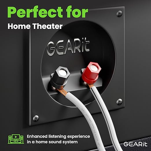 14AWG Speaker Wire, GearIT Pro Series 14 AWG Gauge Speaker Wire Cable (100 Feet / 30.48 Meters) Great Use for Home Theater Speakers and Car Speakers White